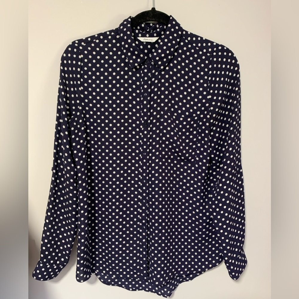 Navy Blue polka dot print blouse
